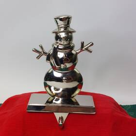December Home 719283207678 Christmas / Holiday Silver Snowman Stocking Holder