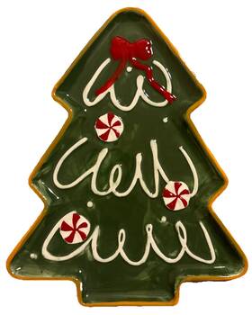 X10.5 December Home 719283484161 13 Inch Ceramic Christmas Tree Tray With Peppermints New Rare Ships In 24 Hour