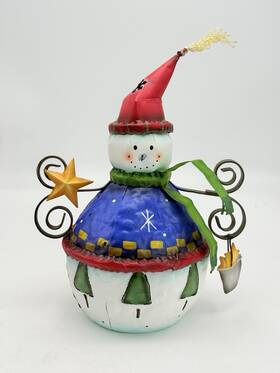 Decor 088907002884 Whimsical Metal Snowman Candle Lantern Holder Holiday Christmas 13 Inch Tall
