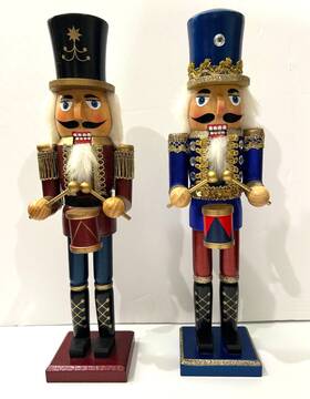2538004 Decor Christmas Wooden Nutcracker Soldier Set - 15 Inch Red And Blue Holiday Home