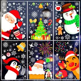 Decorwoo 792933622274 9 Sheets 200 Pcs Christmas Window Stickers Xmas Decals Decorations For Glass