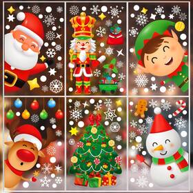 Decorwoo 792933622281 9 Sheets 200 Pcs Christmas Window Stickers Xmas Decals For Glass Snowflake Sa