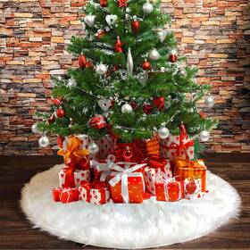 04dbg Deggod Snowy White Plush Christmas Tree Skirts 36 Inches Luxury Long Haired F