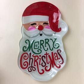 Demdaco 638713339935 Silvestri By Glass Merry Christmas Santa Claus Serving Platter Used