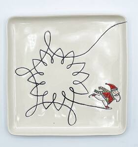 Demdaco 638713525215 Santa Ice Skating Lift The Spirit 7 Inch Square Christmas Plate 2020 Nice