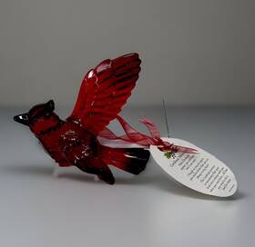 Department 56 028399175284 Dept Flying Red Cardinal Christmas Ornament Inch Always Near Faceted Acrylic 5