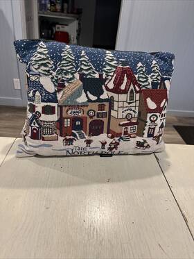 07950 Department 56 Christmas Tapestry Throw Pillow Village Scene North Pole