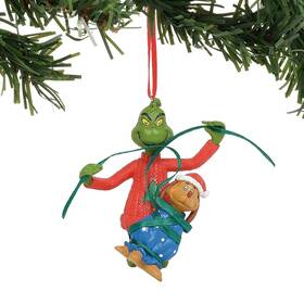 34134618 Department 56 Jim Shore Dr Seuss Grinch Wrapping Max Christmas Ornament #6011005