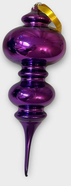 4833-0 Dept 56 Hand Blown Purple Mercury Glass Double Finial Christmas Ornament 9 Inch Box