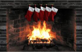 Sp12127  Design Fireplace With Christmas Stockings For Santa Cardboard Cutout