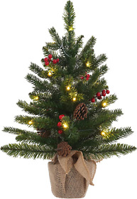 Dewbin Christmas Tree Mini Decorations Pre-lit 24 Inch 2ft Small 20 Led Home