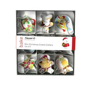 17848974 Dexam 4 Cm Tinplate Mini Christmas Cookie Cutters Set Of 9 Silver