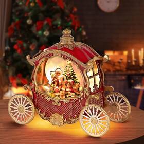 Dgscak 602024121558 Christmas Snow Globes Carriage Globe With 8 Music And Timer Batter
