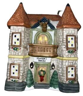Cd96ht Dickens Collectibles Christmas Village Hunters Tavern 1996 Elk Buck