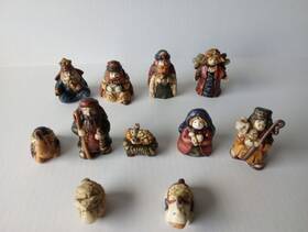 Ch-958 Dicksons Nativity Set 11 Piece Painted Porcelain 2 3/4 Inch Christmas Vintage