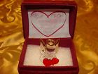 Dicksons Vintage Angel Holding Hearts Glass Miniature Gold Trim Nib