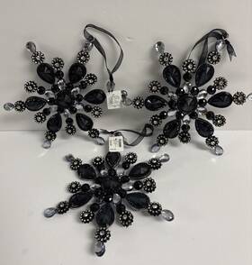 T25gra005tn Dillards Shimmering Dark Blue Snowflake Crystal Christmas Ornament Set Of 3 Reversible