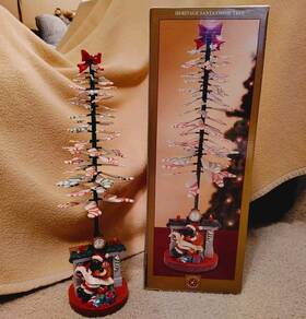 Dillards Trimmings 409140433677 Heritage Christmas Santa Stocking Chime Tree 18 Inch Table Decor Black New
