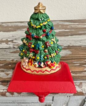 Dillards Trimmings 719201120829 Christmas Tree Cast Iron Mantle Sitter Stocking Holder
