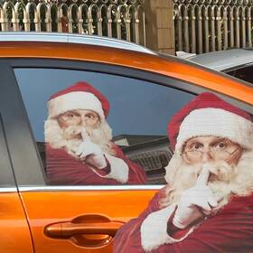 Ct101 Dinaauto 2pcs Santa Car Stickers Christmas Decals Pvc Visible Inside Window Decoration