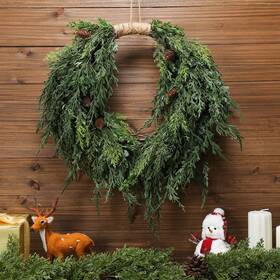 Ud-dingion-2874 Dingion Large Cedar Christmas Wreath For Front Door With Burlap Greenery Artificial
