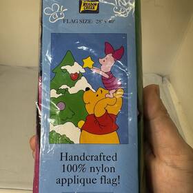 Disney 033171006472 Nos 1998 Winnie The Pooh Christmas Tree Piglet Holiday 28 Inch X40 Yard Flag