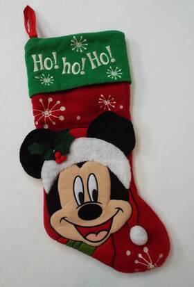 Disney 099794136972 Mickey Mouse 3d Red Green Christmas Stocking Embroidered Ho 18 Inch