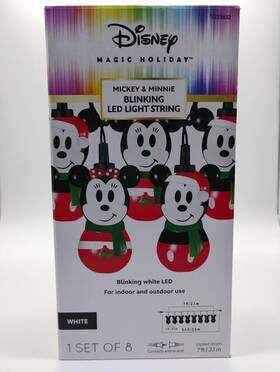 110025 Disney Mickey Minnie Mouse 7-ft Twinkling White Led Christmas String Lights New