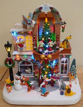 1784962 Disney Christmas Animated Holiday Village Toy Shop Lights Music 14.5 Inch X17