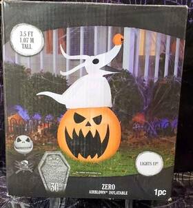 Disney 191245286813 Airblown Blow Up Inflatable Zero Pumpkin Nightmare Before Christmas Gemmy 3.5 Ft