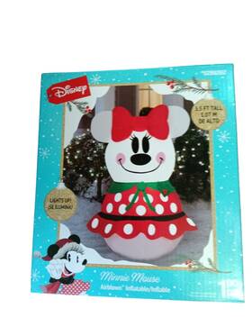 Disney 191245820123 3.5 Ft Minnie Mouse Christmas Snowman Airblown Yard Inflatable Nib
