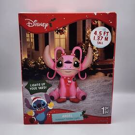 Disney 191245863700 Lilo And Stitch Angel Pink Christmas Airblown Yard Inflatable Holiday 4.5