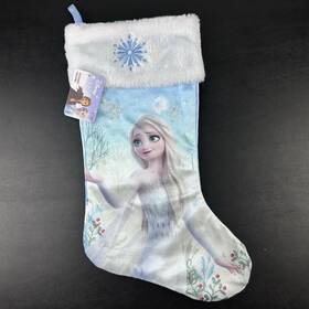 Disney 193849024563 Frozen Elsa Velour Christmas Stocking Snowflakes Light Blue