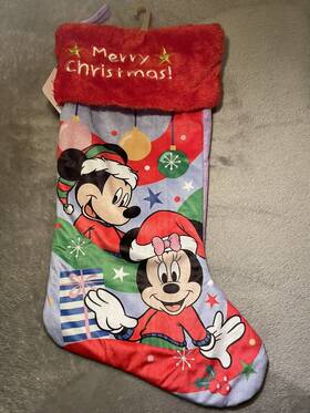 Disney 193849066990 Mickey And Minnie Mouse 19 In Purple Red Christmas Stocking Nwt