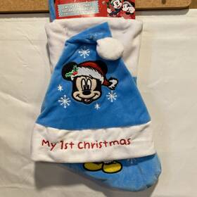 Disney 193849069144 Baby First Mickey Mouse Christmas Hat And Stocking Set Nwt