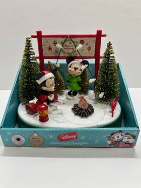 Disney 193849072786 Christmas Mickey And Minnie Mouse Animated Lighted Campfire Musical Table