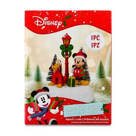 Disney 193849078702 Light-up Lamppost With Mickey Mouse And Pluto Christmas Village Accessory