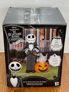 220912 Disney Gemmy Nightmare Before Christmas 5 Ft Jack Skellington Zero Pumpkin Inflatable