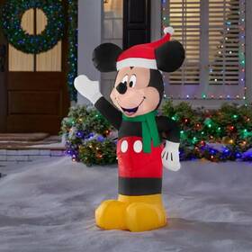 23gm83126 Disney Christmas 4 Ft Mickey Mouse Lighted Waving Holiday Inflatable Nob