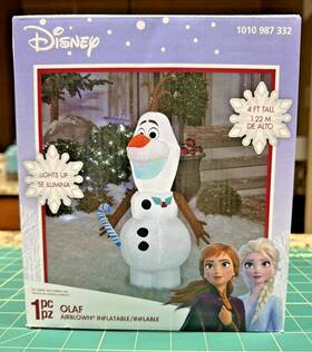 24gm84387 Disney 4 Ft. Led Olaf Frozen Christmas Airblown Inflatable Yard Snowman Light Up