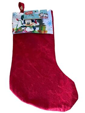 259204 Disney Mickey Mouse Christmas Felt Hanging Stocking Red 13 Inch