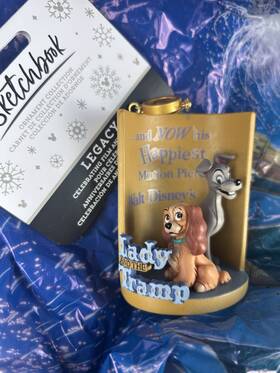 Disney 400990968593 Bnwt Lady And The Tramp 70th Anniversary Sketchbook Christmas Ornament