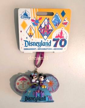 Disney 436018334118 Disneyland 70th Anniversary Mickey And Minnie Mouse Ear Hat Christmas Ornament