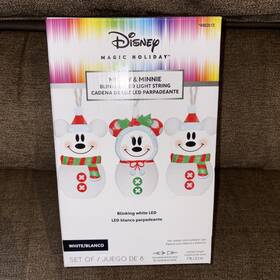 4982013 Disney Mickey And Minnie Multifunction White Led Christmas String Lights New Nib
