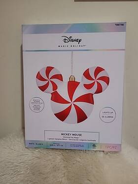 5967766 Disney New 15 Inch Hanging Mickey Mouse Peppermint Led Light Christmas Holiday