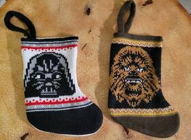 Disney 741895630995 2 Star Wars Mini 8 Inch Christmas Stocking Knit Chewbacca Darth Vader Sweater