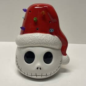 Disney 761359204739 Nightmare Before Christmas Santa Jack Skellington Head Ceramic Luminary Decor