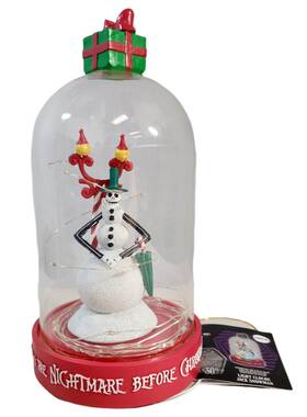 Disney 761359207303 Nightmare Before Christmas Jack Snowman Light-up Cloche Glass Globe - Nwt