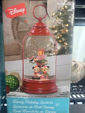Disney 841887128582 Holiday Christmas Lantern Lights Up Snow Globe Mickey Minnie Goofy