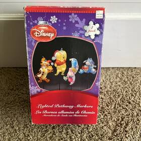 Disney 855625877953 Vtg Winnie Christmas Lighted Pathway Markers Pooh Tiger Piglet Eyeore Set